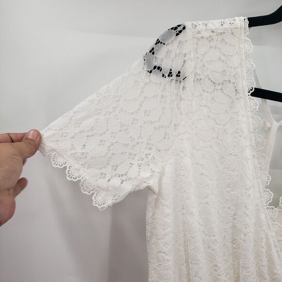 Baltic born Venice lace maxi Dress Womens Size Medium Short Sleeve V Neck V Back - Picture 13 of 13